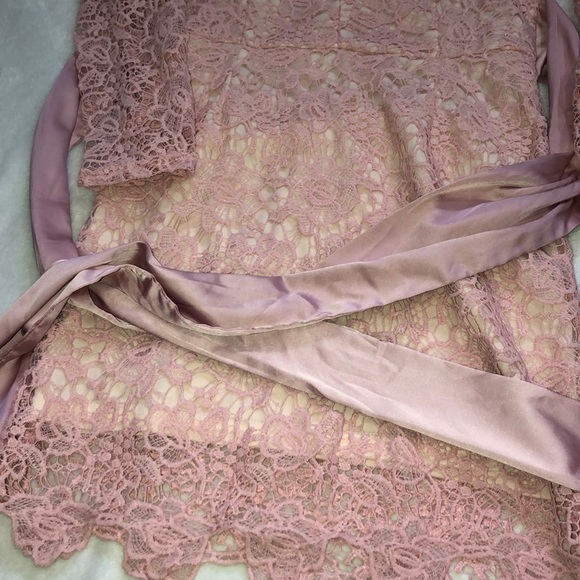 Pink, lacy, sleeved dress - Picture 3 of 5